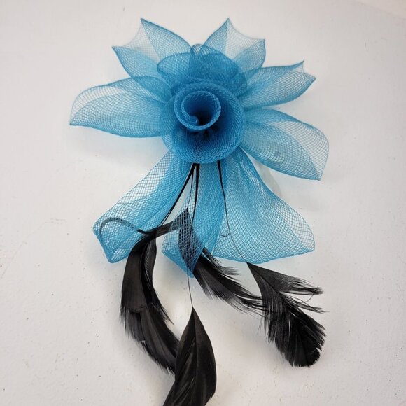 Blue Floral Fascinator Hair Clip Flower Corsage Flower Floral Hair Accessory - Picture 6 of 10
